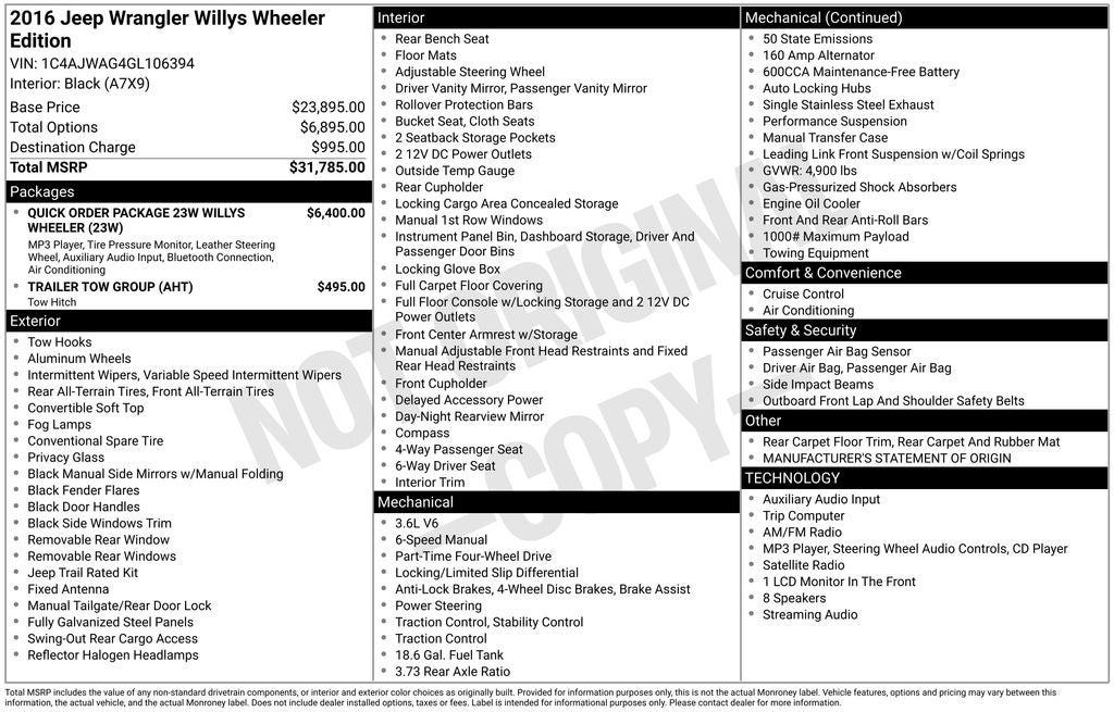 2016 Jeep Wrangler Willys Wheeler