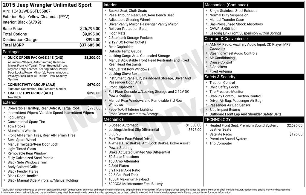 2015 Jeep Wrangler Unlimited Sport