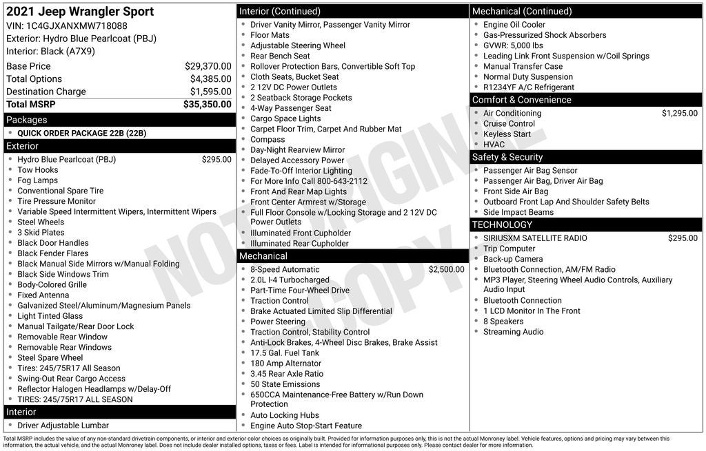 2021 Jeep Wrangler Sport 4x4