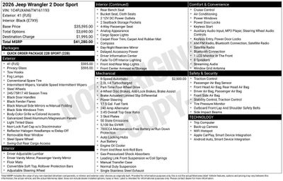 2026 Jeep Wrangler WRANGLER 2-DOOR SPORT