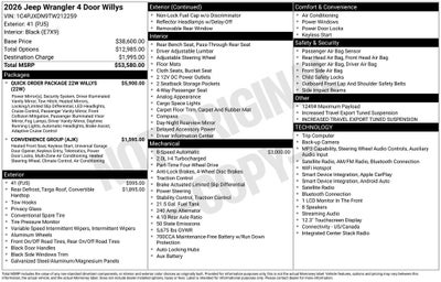 2026 Jeep Wrangler WRANGLER 4-DOOR WILLYS