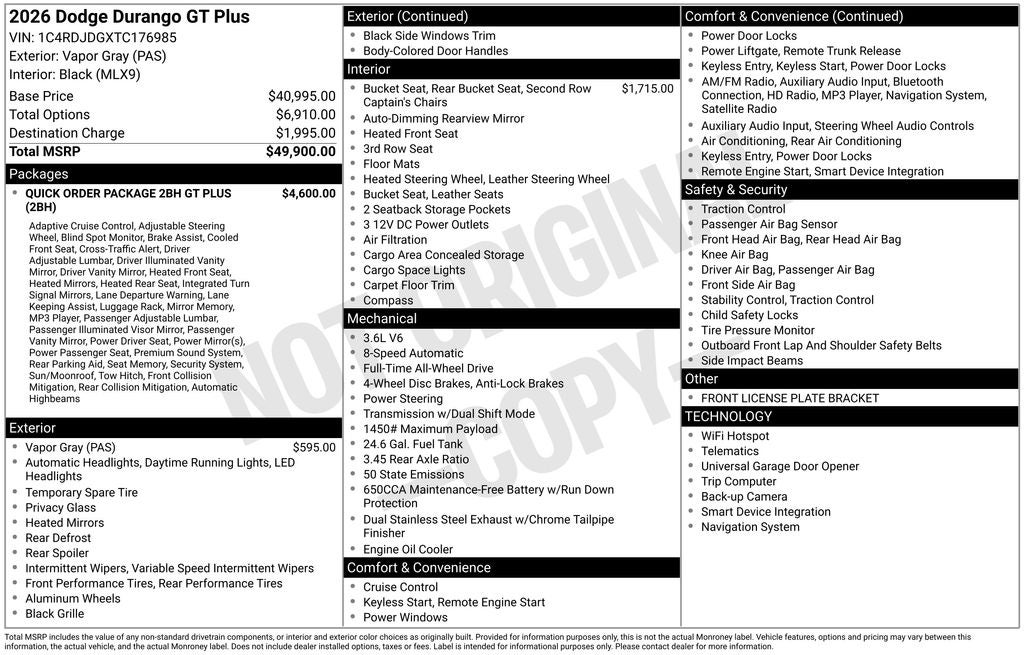 2026 Dodge Durango DURANGO GT PLUS AWD