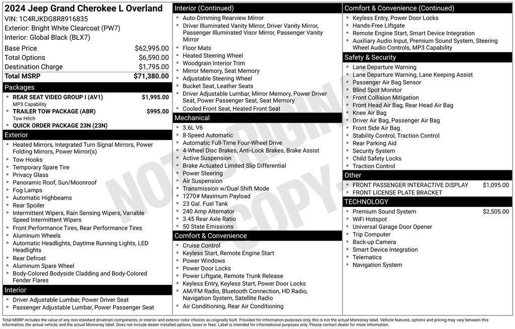 2024 Jeep Grand Cherokee L Overland 4x4
