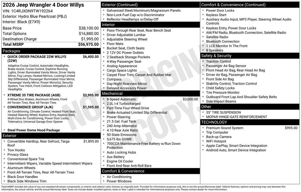 2026 Jeep Wrangler WRANGLER 4-DOOR WILLYS