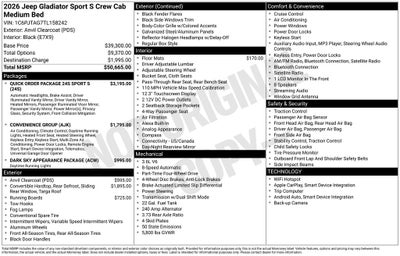 2026 Jeep Gladiator GLADIATOR SPORT S 4X4