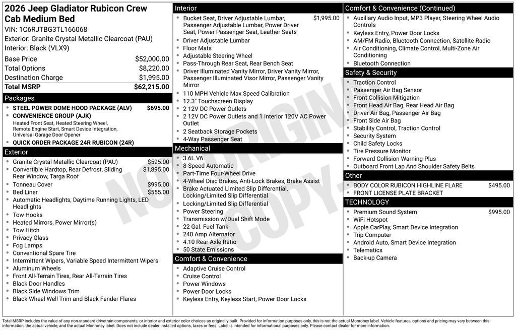 2026 Jeep Gladiator GLADIATOR RUBICON 4X4