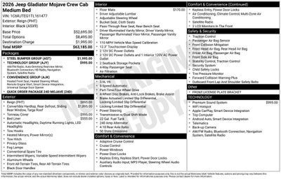 2026 Jeep Gladiator GLADIATOR MOJAVE 4X4