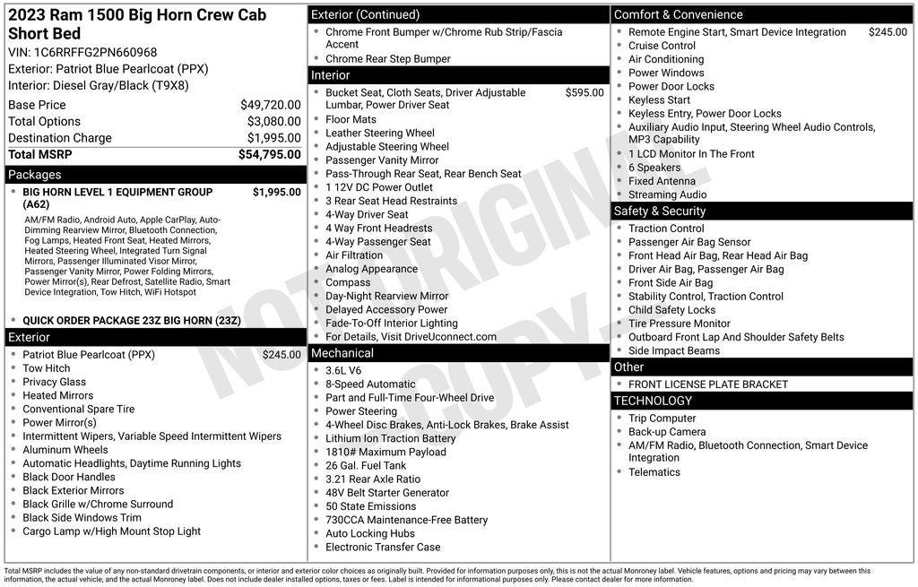 2023 RAM 1500 Big Horn Crew Cab 4x4 5'7' Box