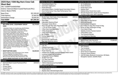 2025 RAM 1500 Big Horn Crew Cab 4x4 5'7' Box