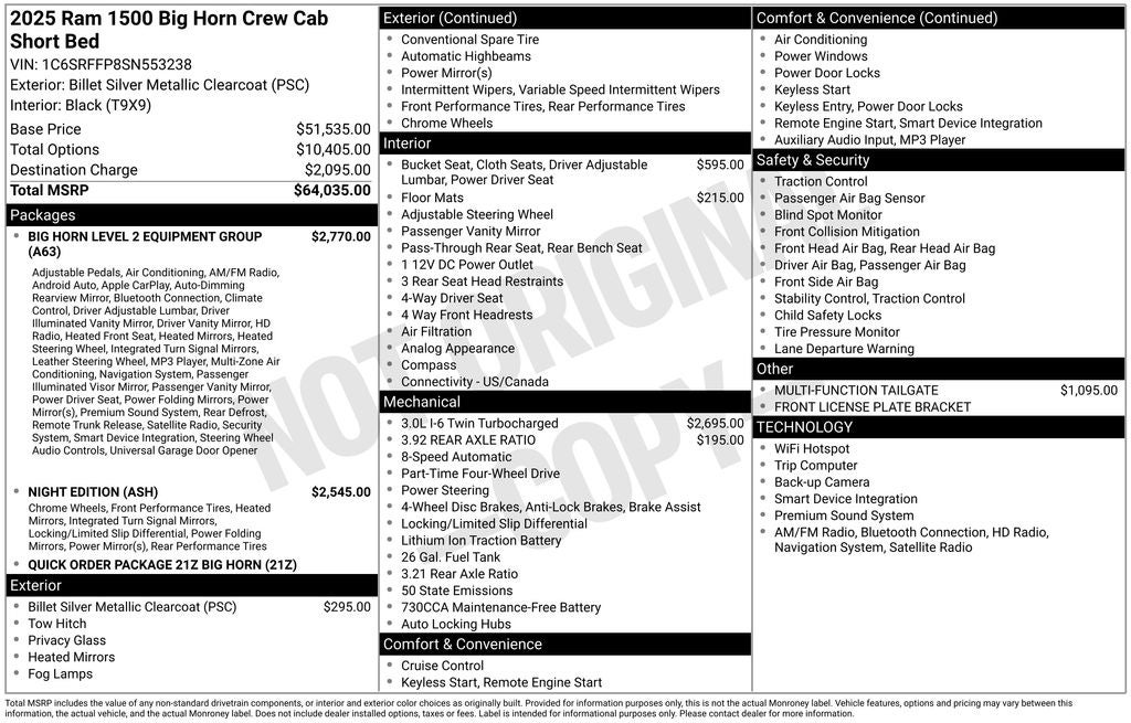 2025 RAM 1500 Big Horn Crew Cab 4x4 5'7' Box