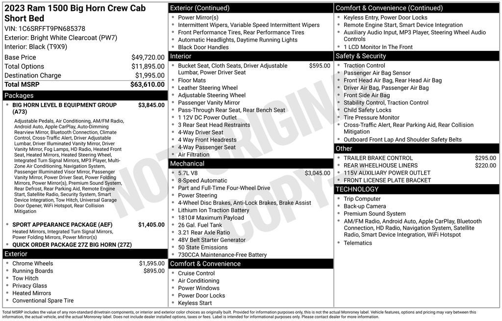 2023 RAM 1500 Big Horn Crew Cab 4x4 5'7' Box