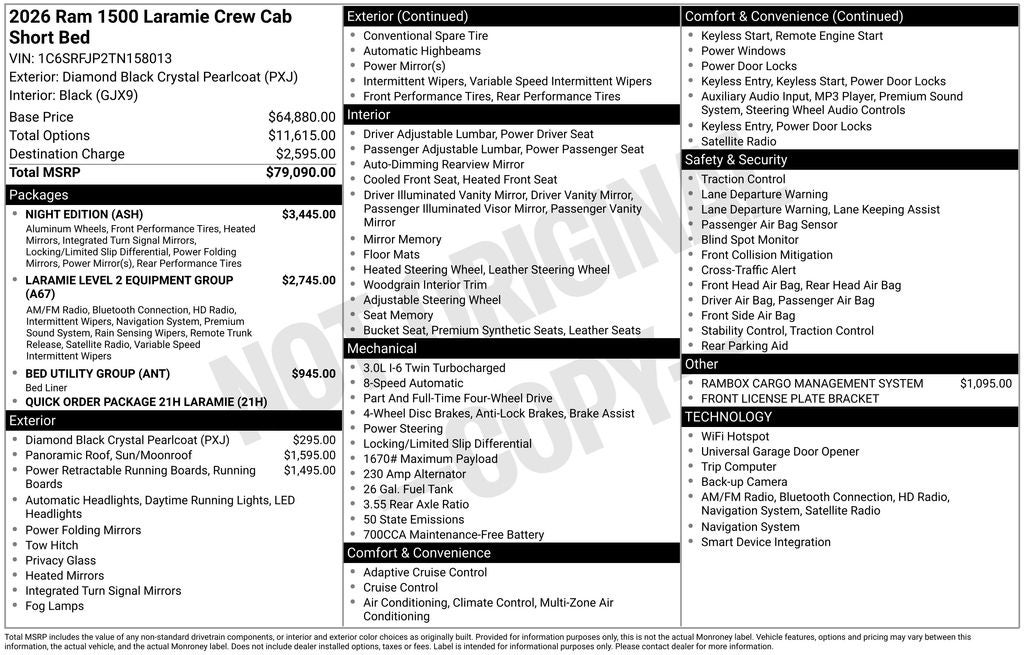 2026 RAM Ram 1500 RAM 1500 LARAMIE CREW CAB 4X4 5'7' BOX