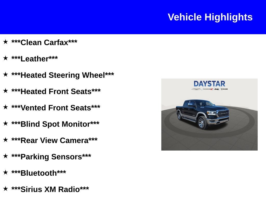2019 RAM 1500 Laramie Crew Cab 4x4 5'7' Box