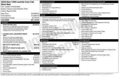 2026 RAM Ram 1500 RAM 1500 LARAMIE CREW CAB 4X4 5'7' BOX