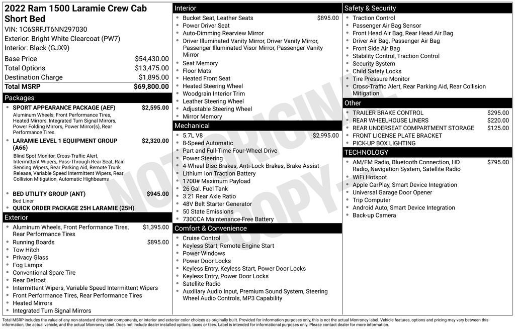 2022 RAM 1500 Laramie Crew Cab 4x4 5'7' Box