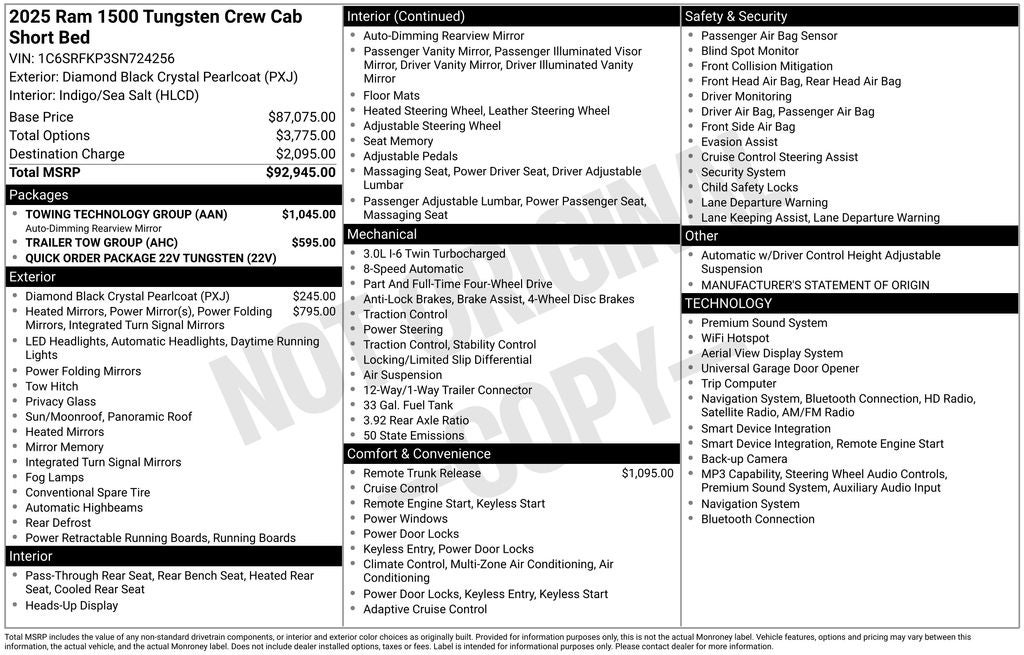 2025 RAM 1500 Tungsten Crew Cab 4x4 5'7' Box