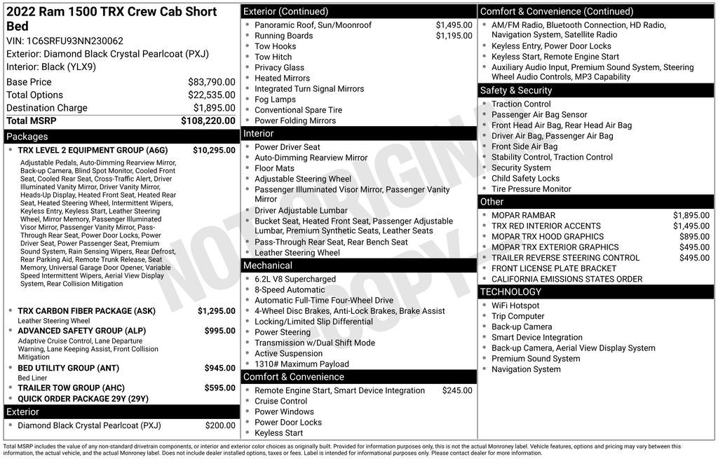 2022 RAM 1500 TRX Crew Cab 4x4 5'7' Box