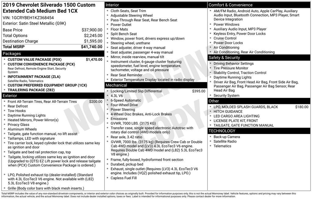 2019 Chevrolet Silverado 1500 Custom