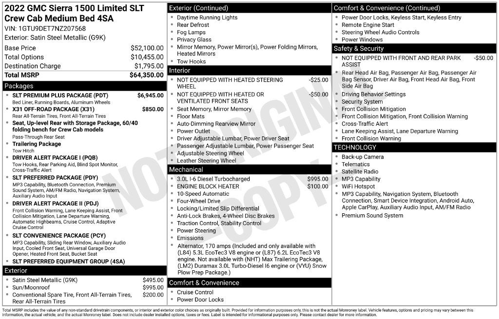 2022 GMC Sierra 1500 Limited 4WD Crew Cab Standard Box SLT