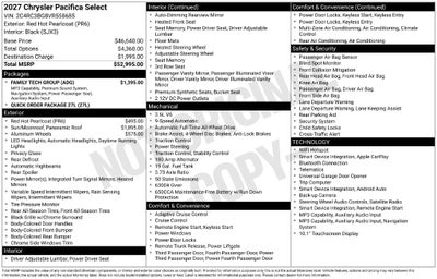 2027 Chrysler Pacifica PACIFICA SELECT AWD