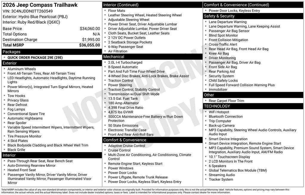 2026 Jeep Compass COMPASS TRAILHAWK 4X4