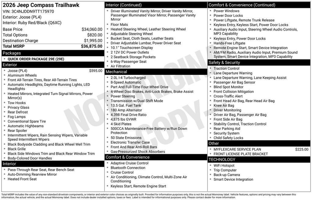 2026 Jeep Compass COMPASS TRAILHAWK 4X4