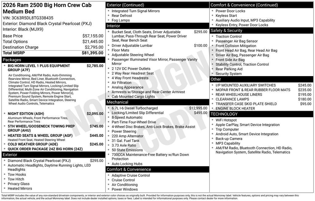2026 RAM Ram 2500 RAM 2500 BIG HORN CREW CAB 4X4 6'4' BOX