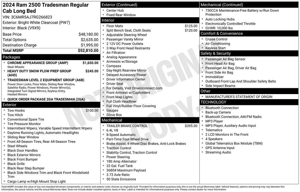 2024 RAM 2500 Tradesman Regular Cab 4x4 8' Box