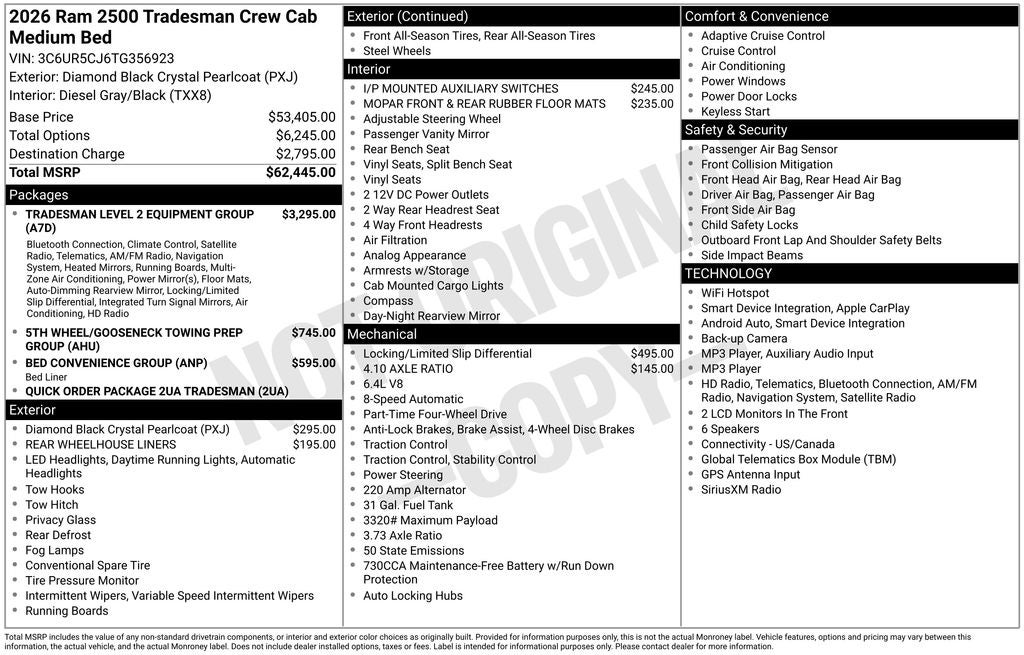 2026 RAM Ram 2500 RAM 2500 TRADESMAN CREW CAB 4X4 6'4' BOX