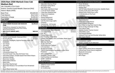 2026 RAM Ram 2500 RAM 2500 WARLOCK CREW CAB 4X4 6'4' BOX