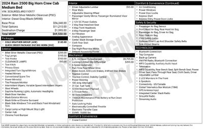 2024 RAM 2500 Big Horn Crew Cab 4x4 6'4' Box
