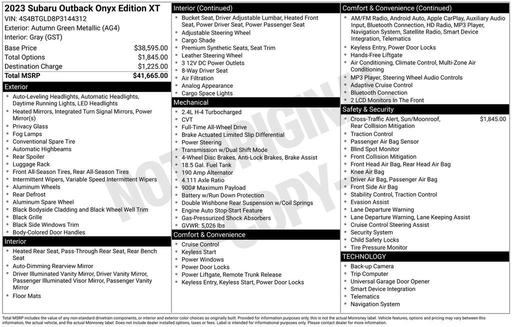 2023 Subaru Outback Onyx Edition XT