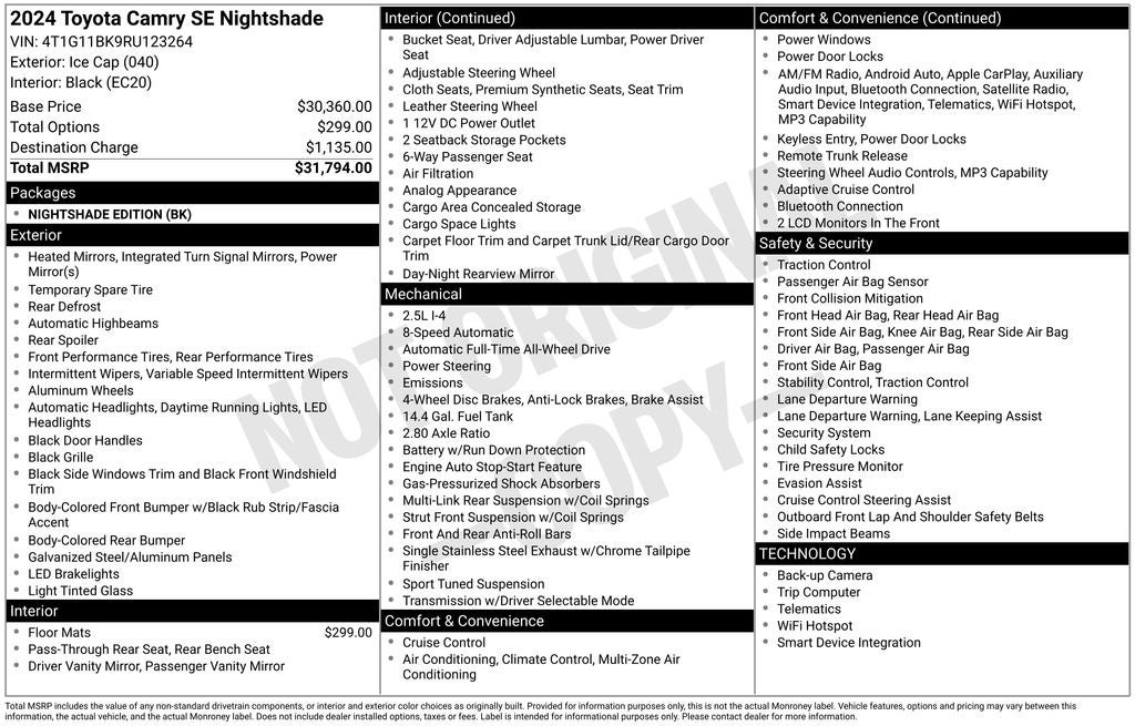 2024 Toyota Camry SE Nightshade