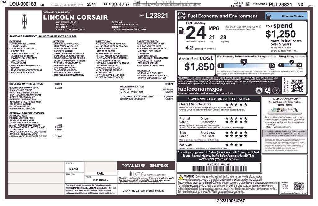 2023 Lincoln Corsair Reserve