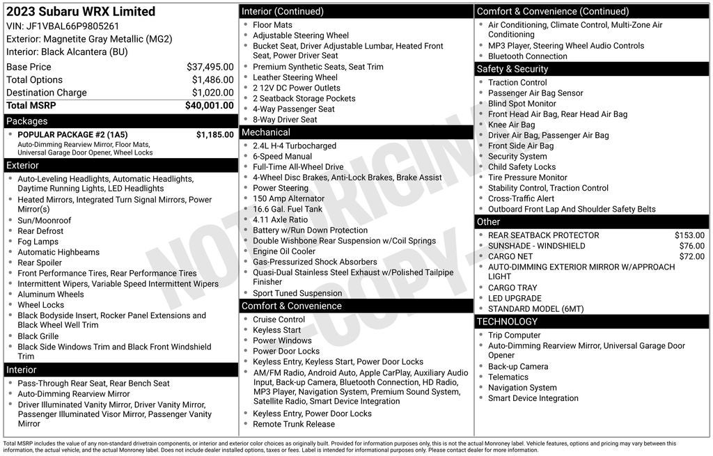 2023 Subaru WRX Limited