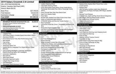 2019 Subaru Crosstrek 2.0i Limited